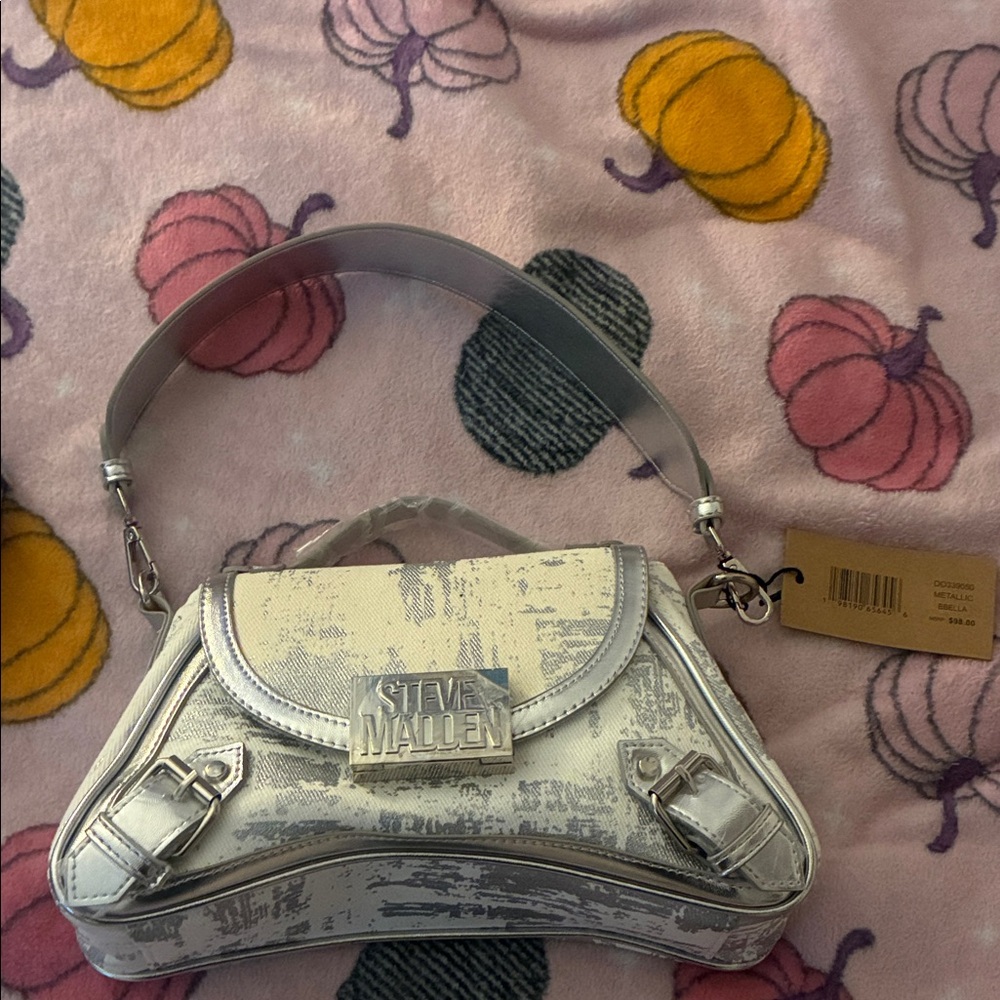 Steve Madden Silver Metallic Mini Shoulder Bag